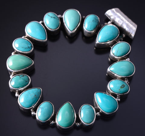 Vintage Silver & Turquoise Navajo Concho Pendant by PB 5E06S