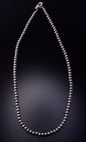 Deal of the Day - Silver Pearls Beads by Navajo Artist Mason Lee 4mm - 18 inches 3L06E