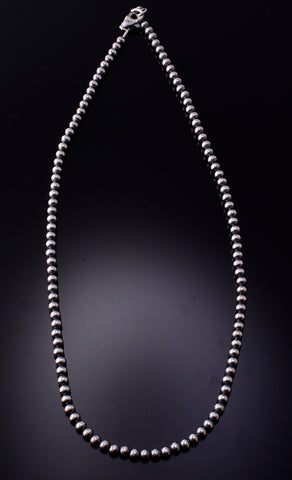 Deal of the Day - Silver Pearls Beads by Navajo Artist Mason Lee 4mm - 18 inches 3L06E
