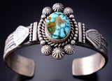 Silver & Kingman Turquoise Navajo Handmade Bracelet by Michael Calladitto 6F09V