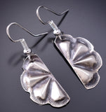 Silver Navajo Handstamped Concho Earrings by Joan Begay 6H25Z