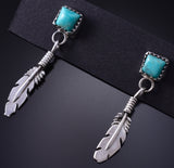 Silver & Turquoise Navajo Eagle Feather Earrings by Sharon McCarthy 5G18V
