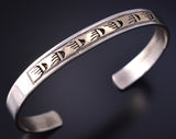 Vintage Silver & 14k Gold Bear Claw /Strength Bracelet by Peggy Skeets 5K17O