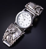Silver Navajo Handmade Eagle In Flight Men's Watchband w/ Watch by RB 5K22O