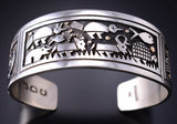 Silver & 14k Gold Love of Animals Santo Domingo Bracelet by Joseph Coriz 6D22Y