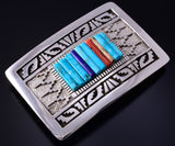 Silver & Turquoise Multistone Navajo Inlay Buckle by Richard Begay 5F04S