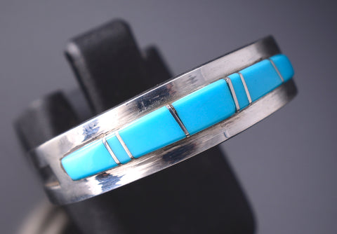 Size 10-1/2 Navajo Turquoise Inlay Men's Ring by Wilbert Musket 6K26Z