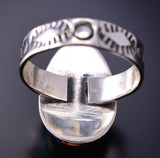 Size 9 Silver & Turquoise Multistone Native American Inlay Ring stamped DR 6F17C