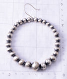 Silver Navajo Pearls Hoop Earrings by Amanda Larry 6D20M