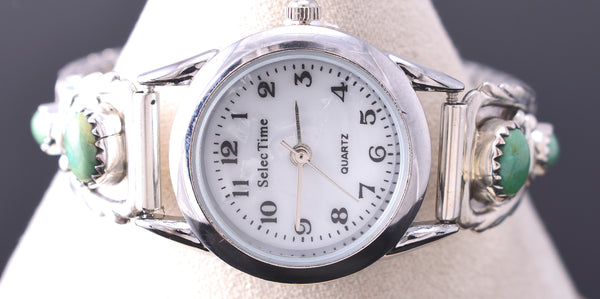 Silver & Turquoise Navajo Handmade Eagle Feather Watch by Etta Larry 6H31Q