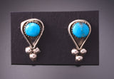 Silver & Turquoise Zuni Handmade Post Earrings by Verdi Booqua 3G03L