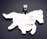 Silver Hopi Overlay Running Free Horse Pendant by Gerald Lomaventema 6G29C