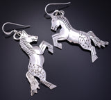 Silver Navajo Handmade Free Horses Earrings by Louise Yazzie 5G18H