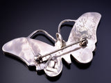 Silver Multistone Zuni Inlay Butterfly Pendant/Brooch by Angus Ahiyite 4L20C