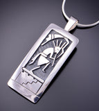 Silver Hopi Handmade Dancing Kokopelli Pendant by Augustine Mowa Jr. 3F05F