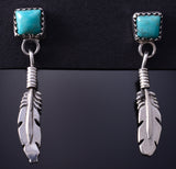 Silver & Turquoise Navajo Eagle Feather Earrings by Sharon McCarthy 5G18V