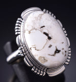 Size 10-1/4 Silver & White Buffalo Turquoise Navajo Ring - Sheryl Martinez 5L10K