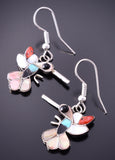 Silver & Turquoise Multistone Zuni Handmade Hummingbird Earrings by WW 4E28U