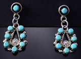 Silver & Turquoise Zuni Petit Point Dangle Earrings by Lynette Laate 5G22A