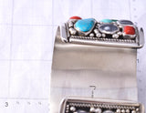 Vintage Silver & Turquoise Multistone Navajo Handmade Cuff Bracelet by LJ 6F09D