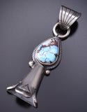Silver & Golden Hills Turquoise Navajo Blossom Pendant by Sharon McCarthy 6H25Q
