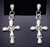 Silver & Opal Soft Edge Zuni Cross Earrings by Bryce Vacit 6J30Z