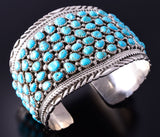 Silver & Natural Kingman Turquoise Navajo Cluster Bracelet by Tina James 4F23P