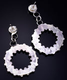 Silver & Turquoise Zuni Petit Point Hoop Earrings by Marlon Quam 5G22L