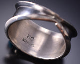 Size 11-3/4 Navajo Men's Ring Turquoise and Coral by Reed Charley 6K26B
