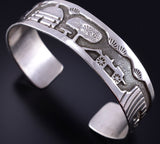 Vintage Silver Navajo Handmade Sacred Homeland Bracelet by Aroy Henry 5K10Z
