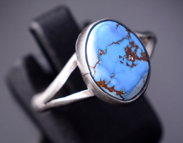 SIze 8 Silver & Golden Hills Turquoise Navajo Ring by Genevieve Francisco 6D27R