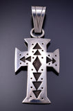 Silver Hopi Handmade Cross Pendant by Adrian Sanchez 4L12X