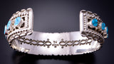 Silver & Kingman Turquoise Navajo Handmade Bracelet by Tina Jones 3F05R