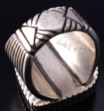Size 12.5 Silver & Sleeping Beauty Turquoise Navajo Men's Ring Erick Begay 5H04E