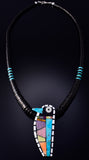 Santo Domingo Pueblo (Kewa) Multistone Hummingbird Necklace by Mary Tafoya 5H21X