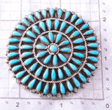 Vintage Silver & Turquoise Zuni Handmade Brooch 4A19O