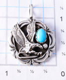 Navajo Silver Flying Eagle Turquoise Pendant with Sleeping Beauty Turquoise- 5L17W