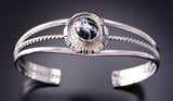 Silver & White Buffalo Turquoise Navajo Bracelet by Jeffrey Nelson 3F10N