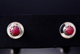Pink Fire Opal - Navajo Handmade Sterling Silver Post Earrings by Juanita Manygoats - 6J31L