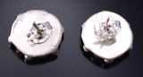Silver & Coral Zuni Petit Point Flower Earrings by Tricia Leekity 5G22D