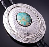 Silver & Turquoise Navajo Handmade Men's Bolo Tie by Wilber Muskett 4D15J