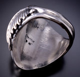 Size 10 Silver & Turquoise Navajo Grizzly Bear Men's Ring Darrell Morgan 6J30G