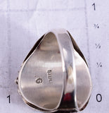Size 11.5 Silver & Turquoise Coral Eagle Navajo Men's Ring by Grace Smith 5L05N