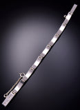 Silver & Opal Navajo Inlay Link Bracelet by Amber Tsosie 3F10D