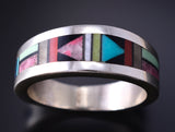 Size 11-3/4 Silver Multistone Navajo Inlay Ring by Jimmy Harrison 5H02Z