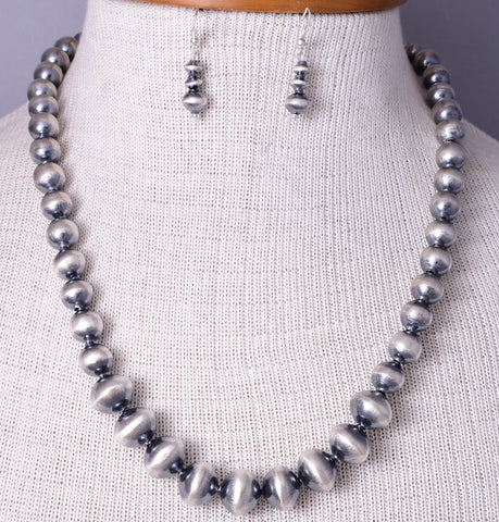 21 inch Navajo Silver Pearls Beads by Treva Jim 5L23N