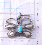 Silver & Turquoise Navajo Handmade Butterfly Earrings by Tim Yazzie 3B10L