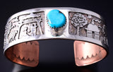 Silver & Turquoise Copper Lined Navajoland Beauty Bracelet by Ravis Henry 5L10B