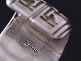 Silver & Lapis Navajo Handmade Rug Design Wide One Side Bracelet Ray Scott 5F04Y