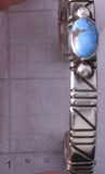 Silver & Golden Hills Turquoise Navajo Handmade Bracelet by Erick Begay 5H01P